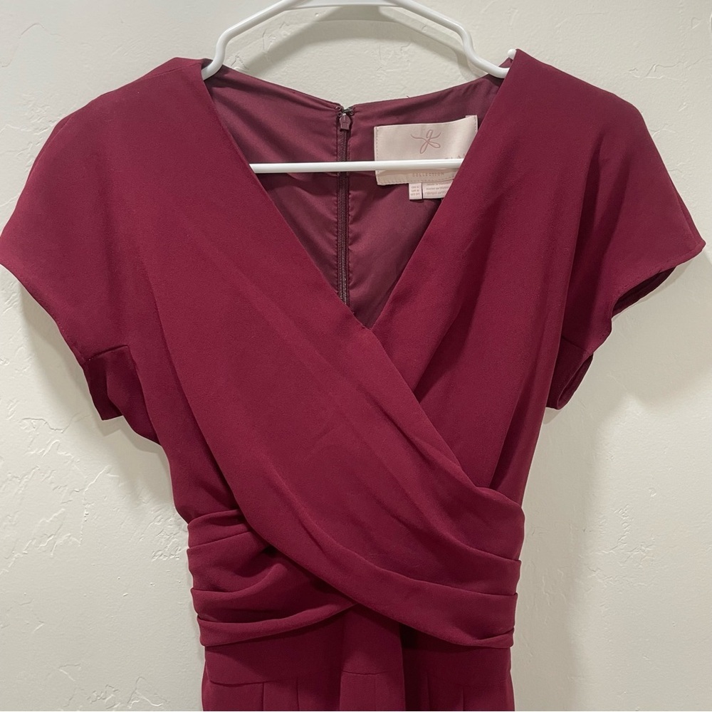 NWT Gal Meets Glam Women's 4 Maroon Delaney Crossover Wrap Jumpsuit Pantsuit - Picture 6 of 16